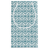 Blauwgroen op White Ethnic Pattern, Flowers, Chevr Klein Cadeauzakje (Achterkant)