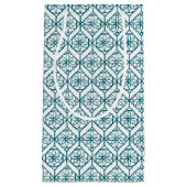 Blauwgroen op White Ethnic Pattern, Flowers, Chevr Klein Cadeauzakje (Voorkant)