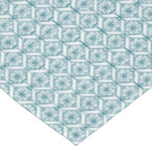 Blauwgroen op White Ethnic Pattern, Flowers, Chevr Tafelkleed (Gekanteld)