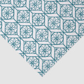 Blauwgroen op White Ethnic Pattern, Flowers, Chevr Tissuepapier (Detail)