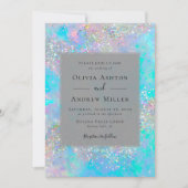 Blauwgroen Opal Stone Glitter Wedding Kaart (Voorkant)