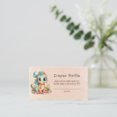 Blauwgroen Oranje draak luier Raffle Visitekaartje (Staand voorkant)