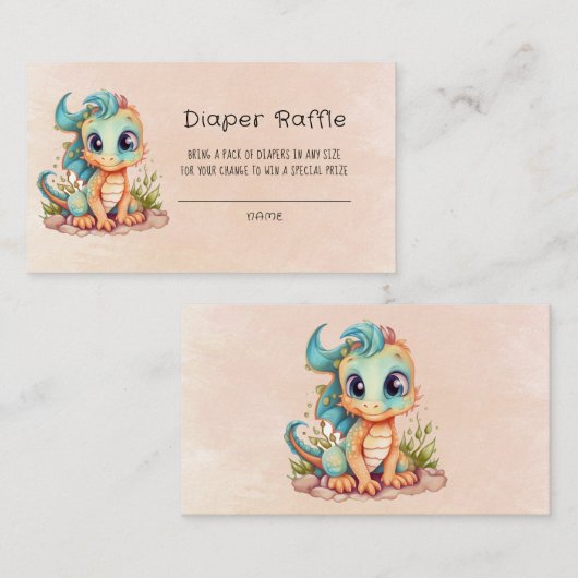 Blauwgroen Oranje draak luier Raffle Visitekaartje (Voorkant / Achterkant)