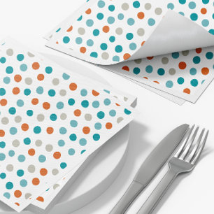 Blauwgroen Oranje Polka Dot Pattern servetten