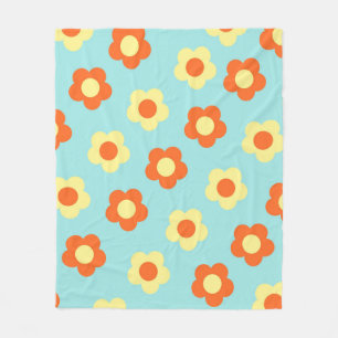 Blauwgroen Oranje tropische bloemenbotanische zome Fleece Deken