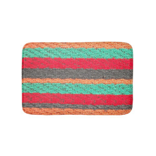Blauwgroen, Oranje, zwarte en rode handdoekstrips Badmat
