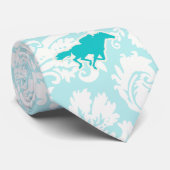 Blauwgroen paardenraces stropdas (Opgerold)