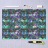 Blauwgroen, Paars en Gold Peacock Glas in lood Tissuepapier (Craft)