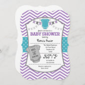 Blauwgroen Paars Gray Chevron Baby shower Uitnodig Kaart (Voorkant / Achterkant)