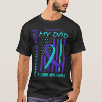 Blauwgroen Paars lintje ter nagedachtenis van pap  T-shirt