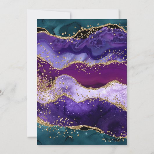 Blauwgroen, Paarse en goudparelbruding Kaart (Achterkant)