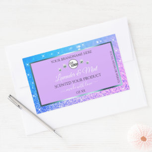 Blauwgroen Paarse Glitter Product Labels Logo diam