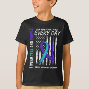 Blauwgroen Paarse iemand die ik zelfmoordbewustzij T-shirt