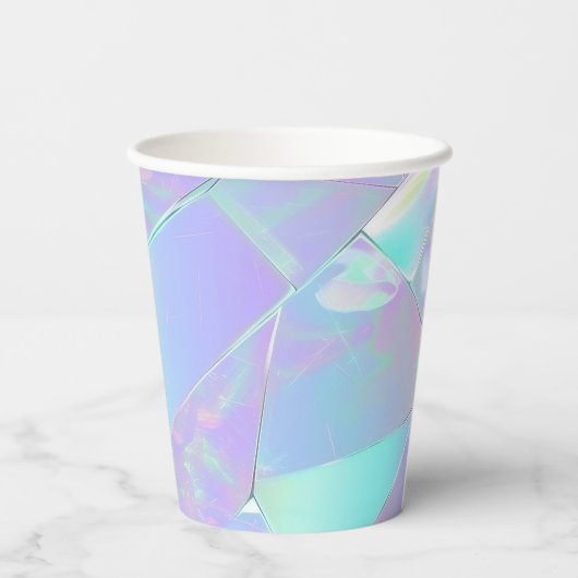 Blauwgroen & Paarse iriserend ontwerp Papieren Bekers (Achterkant)