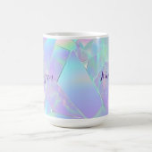 Blauwgroen & Paarse iriserende ontwerp, scriptnaam Koffiemok (Center)