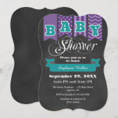 Blauwgroen Paarse Krijtbord Vlag Baby shower Uitno Kaart (Voorkant / Achterkant)