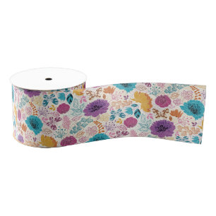 Blauwgroen Paarse Lente Meadow Bruiloft Grosgrain Lint