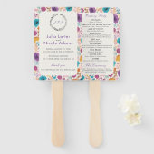 Blauwgroen Paarse lente weide bloemen bruiloft Handwaaier (Voorkant en achterkant)