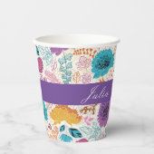 Blauwgroen Paarse lente weide bloemen bruiloft Papieren Bekers (Voorkant)