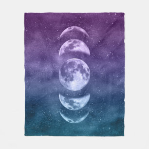Blauwgroen Paarse maan fase Celsius patroon Fleece Deken