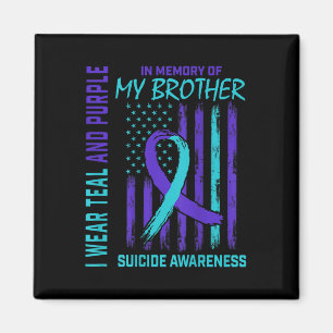 Blauwgroen Paarse ribbon Suicide Awareness Flag Br Magneet