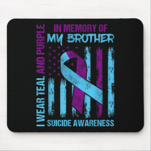 Blauwgroen Paarse ribbon Suicide Awareness Flag Br Muismat