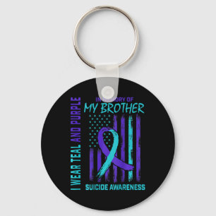 Blauwgroen Paarse ribbon Suicide Awareness Flag Br Sleutelhanger
