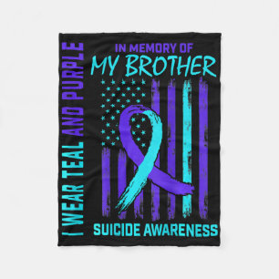 Blauwgroen Paarse Ribbon Suicide Awareness Flag I Fleece Deken