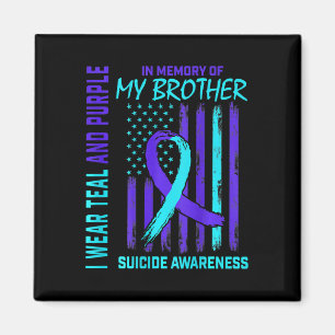 Blauwgroen Paarse Ribbon Suicide Awareness Flag I  Magneet
