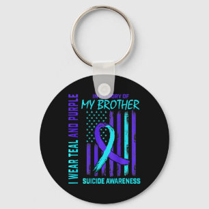 Blauwgroen Paarse Ribbon Suicide Awareness Flag I Sleutelhanger
