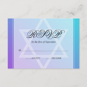 Blauwgroen Paarse ster David Bat Mitzvah RSVP Kaartje