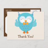 Blauwgroen & Paarse Uil Dank u Briefkaart (Voorkant / Achterkant)