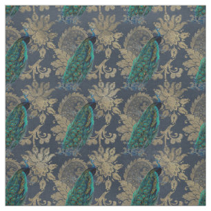 Blauwgroen packs op blauw en goud stof