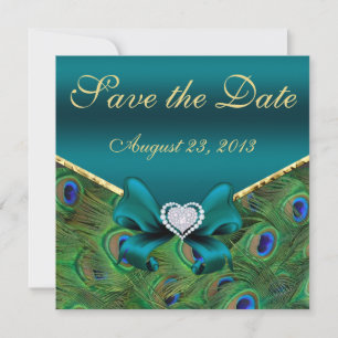 Blauwgroen pacock Sla de datum op Save The Date