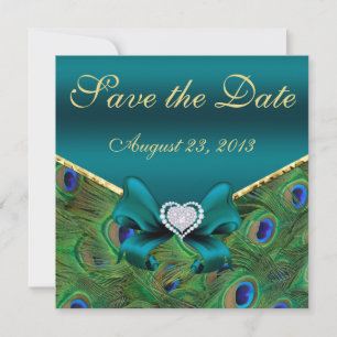 Blauwgroen pacock Sla de datum op Save The Date