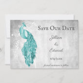 Blauwgroen Pacock sparen de Datum aankondiging (Voorkant)