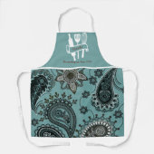 Blauwgroen paisley Gepersonaliseerde aangepaste ko Schort (Voorkant)