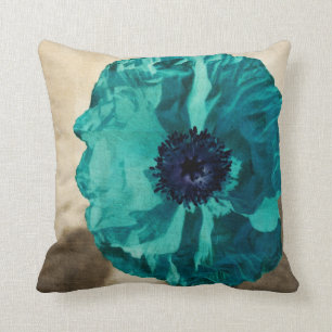 Blauwgroen papaver kussen