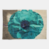 Blauwgroen papaver theedoek (Horizontaal)