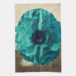Blauwgroen papaver theedoek