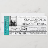 Blauwgroen Paris bruiloft instapkaart uitnodiging (Voorkant)