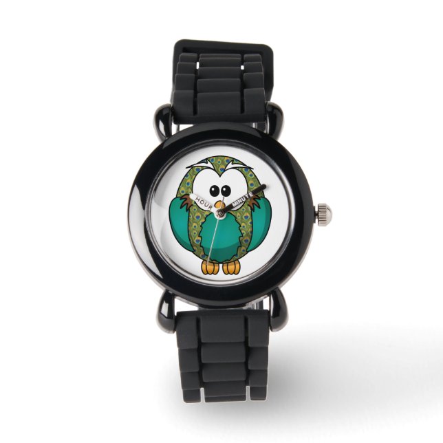 Blauwgroen patroonstruik horloge (Voorkant)