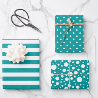 Blauwgroen Patterns Wrapping Paper Sheet Set