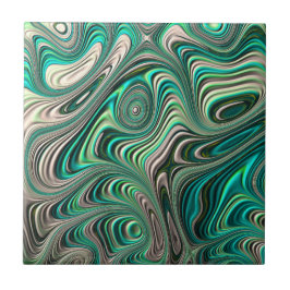 Blauwgroen Paua Abalone Shell Fractal Abstract Pat Tegeltje