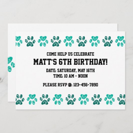 Blauwgroen Pauw Print Pattern in Blauwgroen - Birt Kaart (Voorkant / Achterkant)