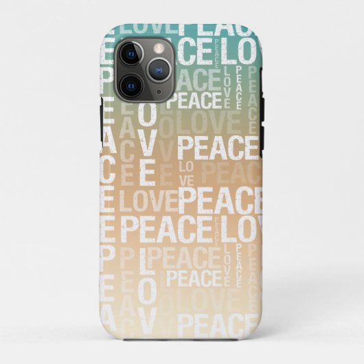 Blauwgroen Peach Gold White Peace Love Case-Mate iPhone Case (Achterkant)