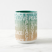 Blauwgroen Peach Gold White Peace Love Mok (Midden)