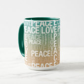 Blauwgroen Peach Gold White Peace Love Mok (Voorkant links)