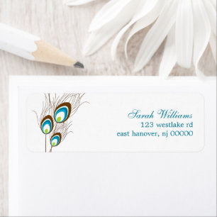 Blauwgroen Peacock Feathers Etiket