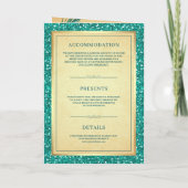 Blauwgroen Peacock Feathers QR Code Indian Wedding (Achterkant)